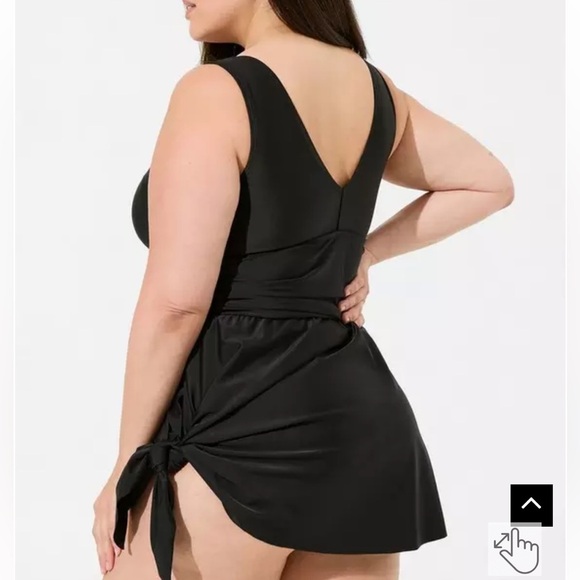 Torrid Wireless Short Asymmetrical Swim Dress With Brief 2X Black & Pink Tie Dye - Picture 5 of 12